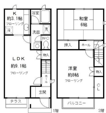 ガーデンテラス国立(2LDK/1階)の間取り写真
