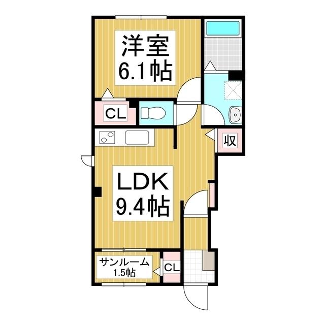 フェレーザ長峰(1LDK/1階)の間取り写真