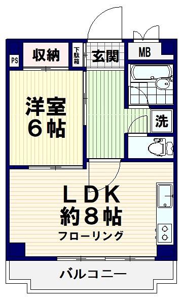 シャトル南台(1LDK/3階)の間取り写真