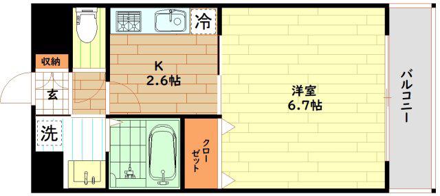 S-FORT福島LALUNA(1K/6階)の間取り写真