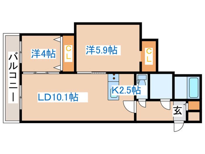 エアフォルク新さっぽろ(2LDK/3階)の間取り写真