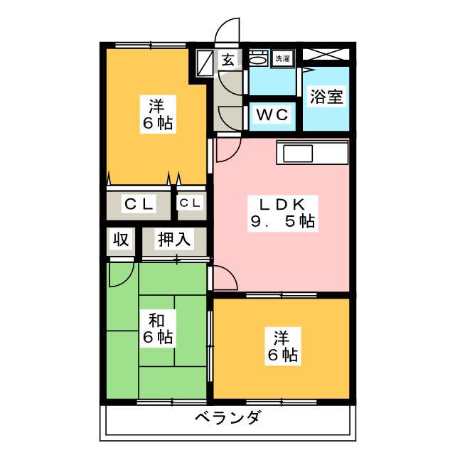 ユーミーグレープ(3LDK/3階)の間取り写真