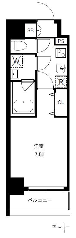 アーバンパーク浅草II(1K/2階)の間取り写真