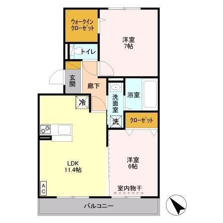 エコハウス(2LDK/2階)の間取り写真