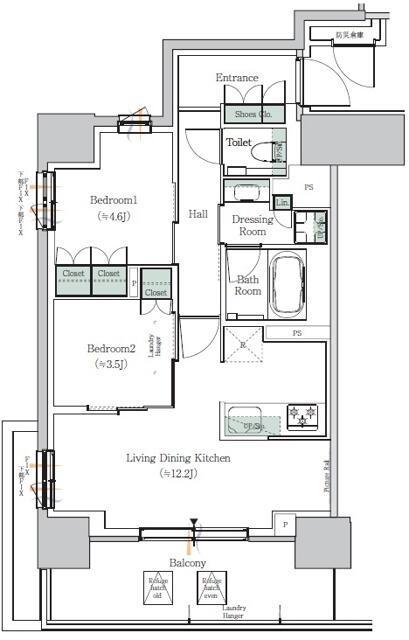 ONE ROOF RESIDENCE NISHI NIPPORI(2LDK/7階)の間取り写真