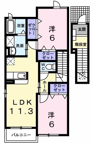 ルナパレス(2LDK/2階)の間取り写真