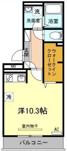 ウエストヴィレッジII(ワンルーム/1階)の間取り写真