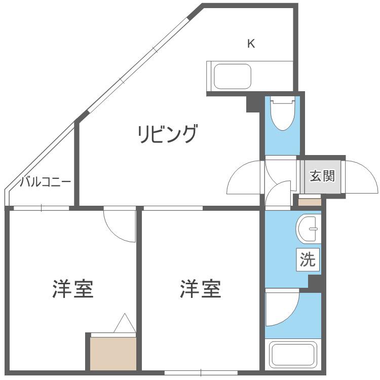 カマール琴似(2LDK/2階)の間取り写真