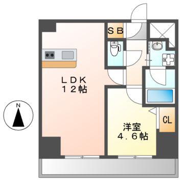 プレミアム大須(1LDK/13階)の間取り写真