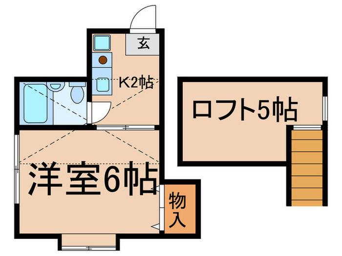 コーポ原(1K/2階)の間取り写真