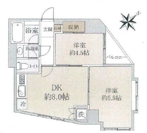 セントヒルズ方南町(2DK/2階)の間取り写真