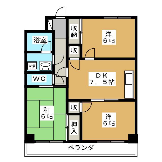 ファミールYK(3DK/3階)の間取り写真