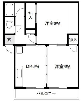 クレヴァービル江戸川(2DK/3階)の間取り写真