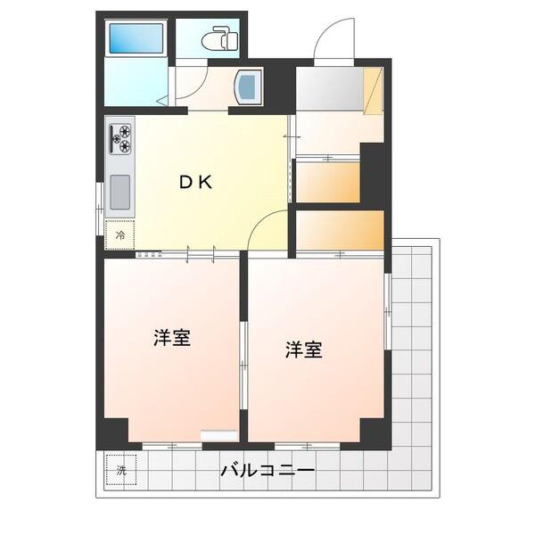 サンシャトー吉田(2DK/2階)の間取り写真