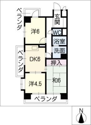 センチュリーコート(3DK/4階)の間取り写真