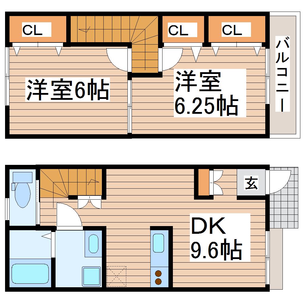 CASA SOL LEVANTE(2DK/1階)の間取り写真