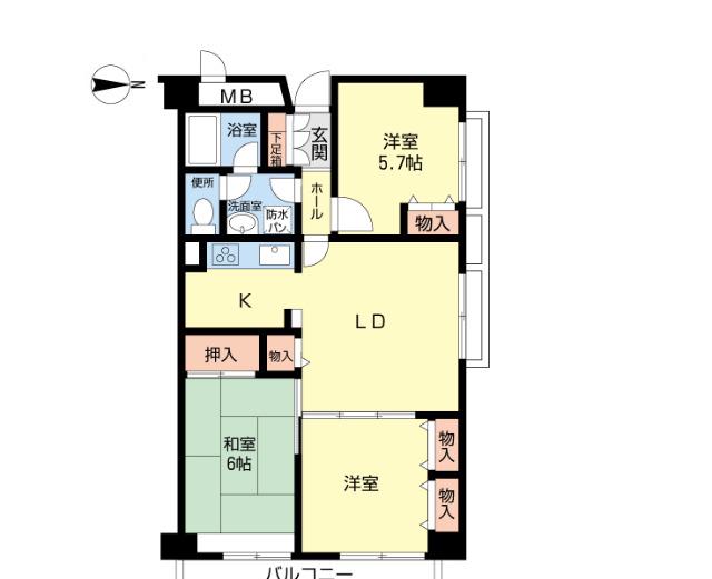 エスポワール薬園台(3LDK/2階)の間取り写真