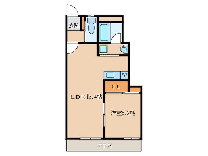 GREEN CASA S(1LDK/1階)の間取り写真