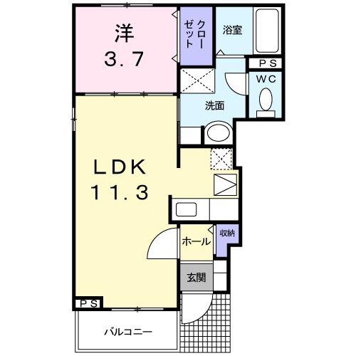 エテルノ フィオーレ 3番館(1LDK/1階)の間取り写真