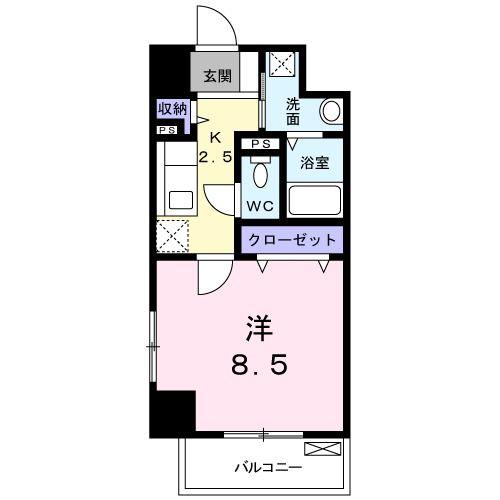 フォレスト引野(1K/3階)の間取り写真