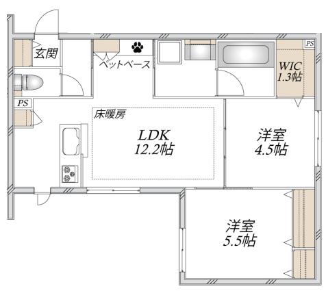 LA MAISON MATE 壱番館(2LDK/1階)の間取り写真