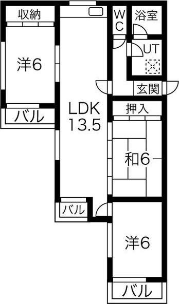 ロアール赤池(3LDK/2階)の間取り写真