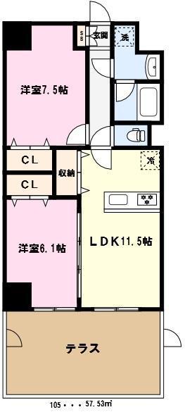 ＪＲ京浜東北線 蕨駅 徒歩13分 6階建 築3年(2LDK/3階)の間取り写真