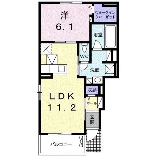 ミルトハーモニーB(1LDK/1階)の間取り写真