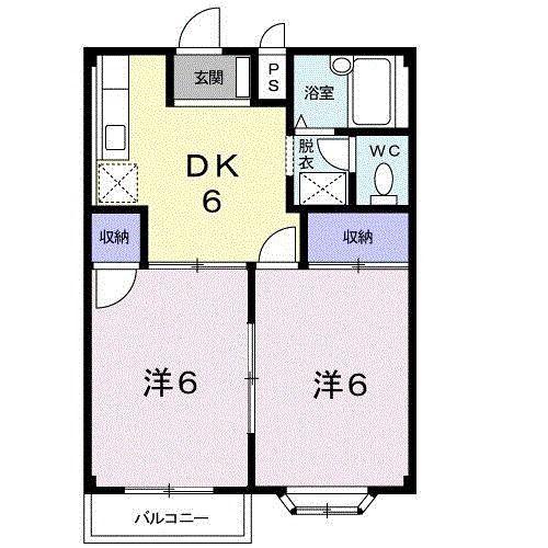 グリーンハウス(2DK/2階)の間取り写真