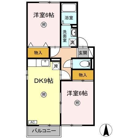 ロイヤルビレッジYSIII(2DK/2階)の間取り写真