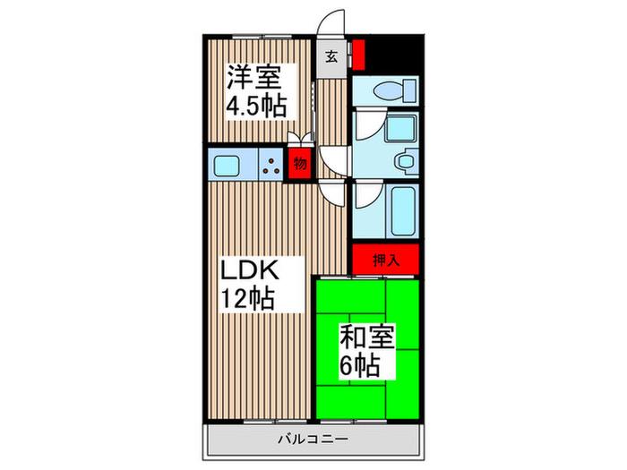ビアリッツ幸町(2LDK/5階)の間取り写真