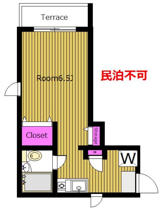 2面採光東南角 TVモニターフォン フリーWIFI タカノハイツ WZ(ワンルーム/1階)の間取り写真
