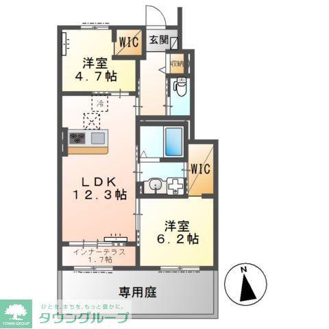 松戸市西馬橋相川町アパート(2LDK/1階)の間取り写真