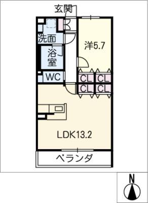 MELIV太田川(1LDK/5階)の間取り写真