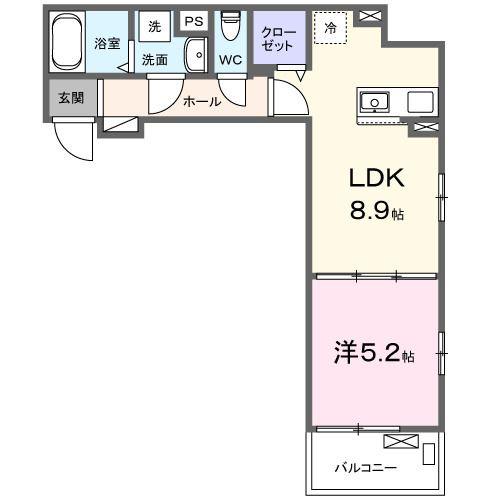 ヒカルサ四日市西浜田(1LDK/3階)の間取り写真