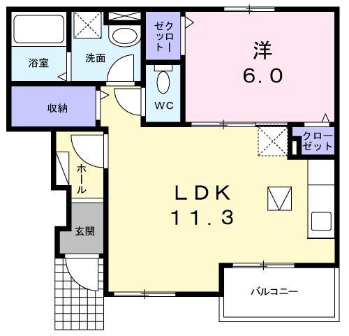 サンローズ(1LDK/1階)の間取り写真