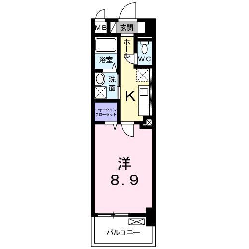 ロイヤルオオイワ(1K/2階)の間取り写真