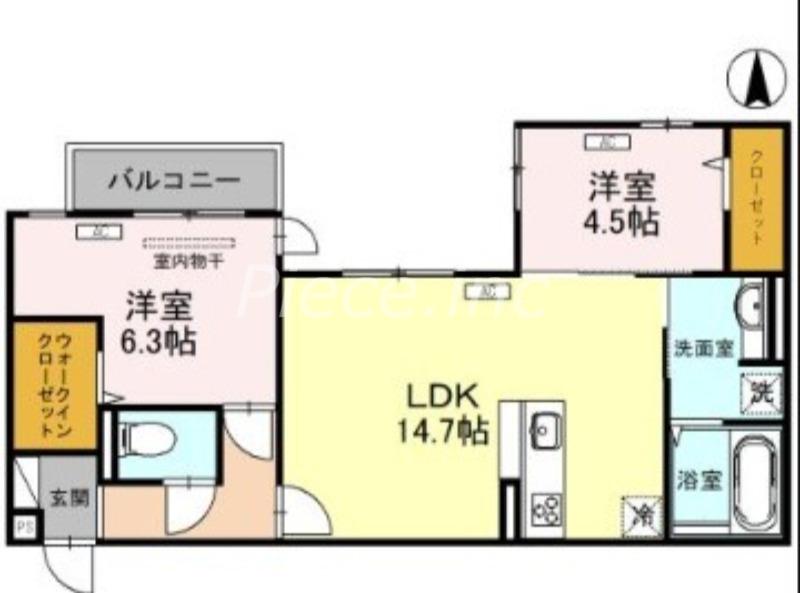 フローリッチワン(2LDK/2階)の間取り写真
