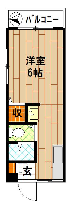 ハイツさいわい(1K/2階)の間取り写真