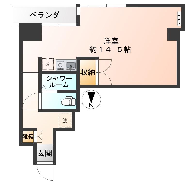 MGビル(ワンルーム/6階)の間取り写真