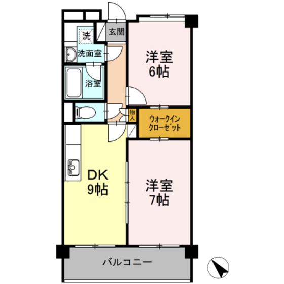 グレイスコート仁保新町(2LDK/5階)の間取り写真