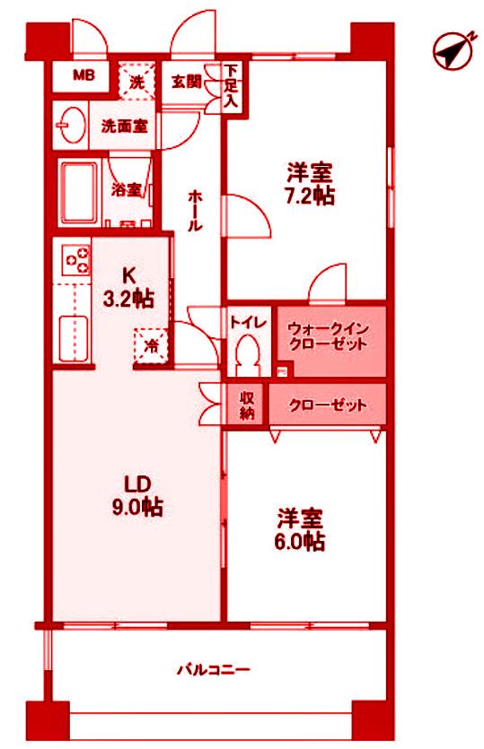 サンハイム鶴見(2LDK/5階)の間取り写真