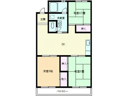 グリーンコーポ熊本(3DK/3階)の間取り写真