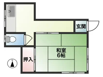 京急本線 大森町駅 徒歩6分 2階建 築71年(1K/2階)の間取り写真