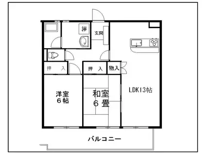 メゾンパークス住吉(2LDK/4階)の間取り写真