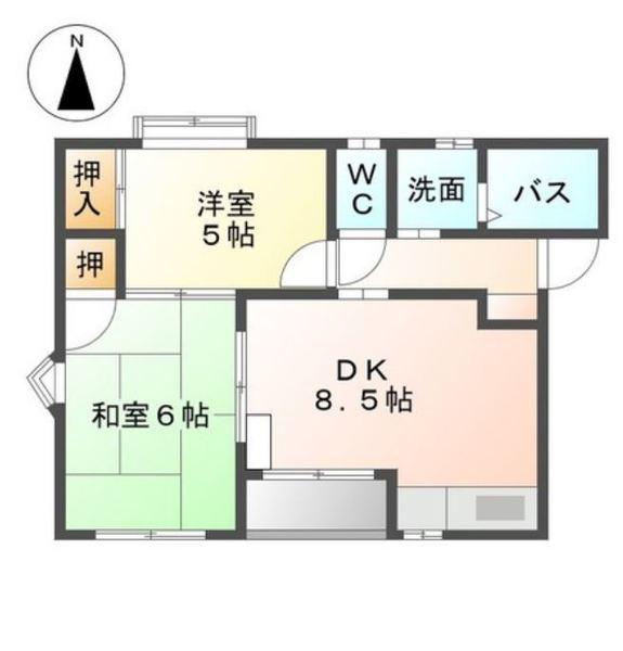 エクセレンス祇園(2DK/2階)の間取り写真