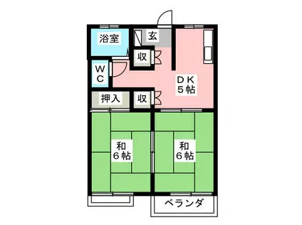 フレグランスHAYAMA A(2DK/2階)の間取り写真