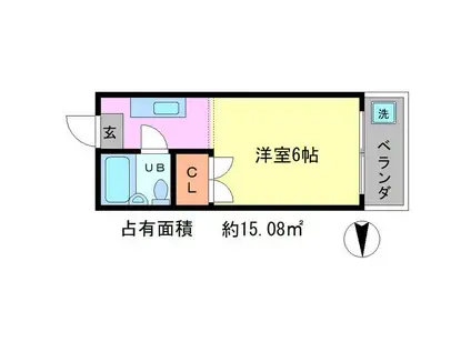 コーポバードワン(1K/2階)の間取り写真