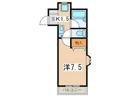 サンリーブ湘南台(1K/2階)の間取り写真