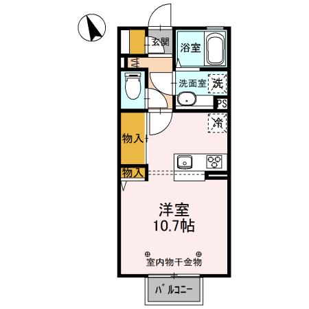 クワトロ ヤナギノ C(ワンルーム/2階)の間取り写真